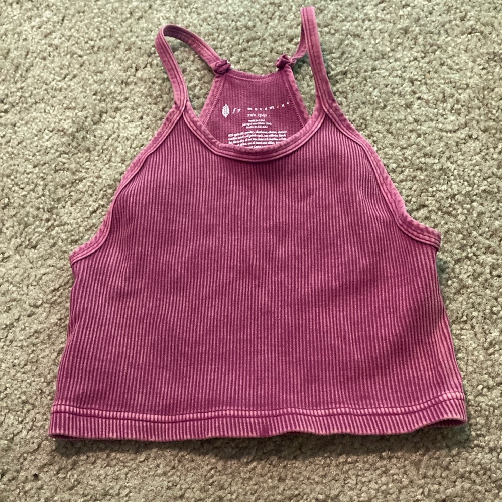 Free people Pink Ribbed Crop Top - Picture 3 of 4